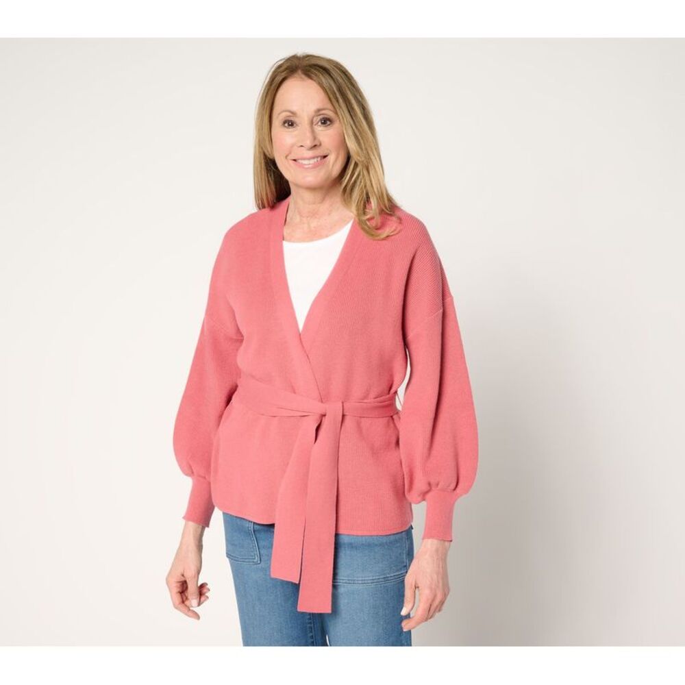 Over 50 & Fabulous Women's Top Sweater Sz L Rainey Wrap Pink A689191